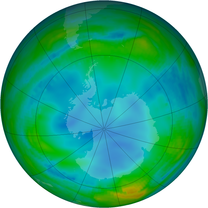 Antarctic ozone map for 06 July 2000